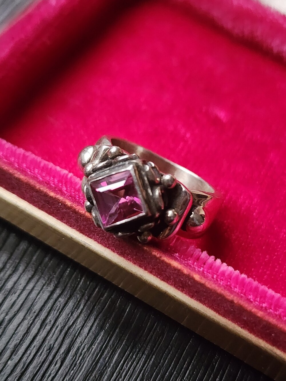 Native American Sterling & Pink Gemstone Ring